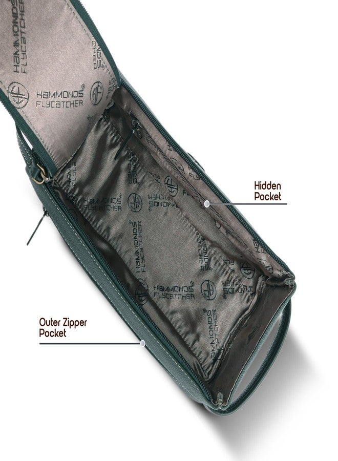  هاموندز فلاي كاتشر حقيبة أدوات تجميل هاموندز فلايكاتشر من الجلد الطبيعي للرجال والنساء - حقيبة تنظيم السفر، حقيبة أدوات الحلاقة للرجال، حقيبة تنظيم مستحضرات التجميل، حقيبة أدوات تجميل للرجال مع جيوب متعددة - أخضر - Image 5